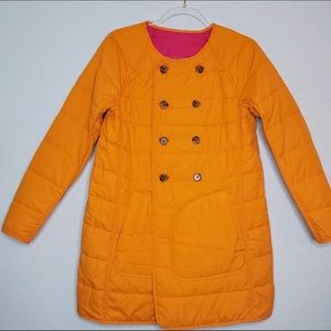 NWOT JCrew Reversible Double Breasted Collarless Thinsulated Quilted Coat